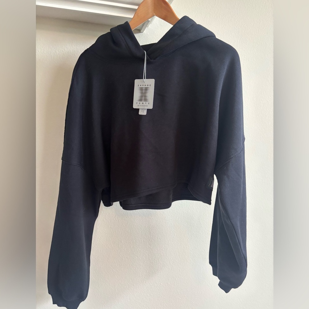 Savage X Fenty Black Cropped Hoodie